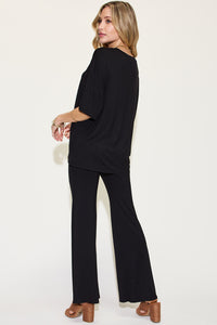 Bamboo T-Shirt and Flare Pants Set (4 Colors)