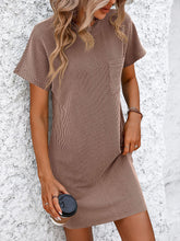 Load image into Gallery viewer, Ribbed Striped Short Sleeve Mini Tee Dress