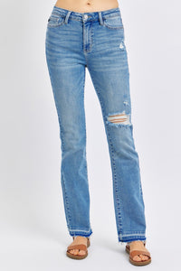 Judy Blue Mid Rise Destroyed Hem Distressed Jeans