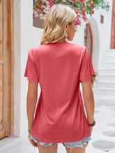 Load image into Gallery viewer, Ruched V-Neck Short Sleeve T-Shirt