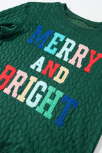 Load image into Gallery viewer, Full Size MERRY AND BRIGHT Cable Knit Pullover Sweatshirt