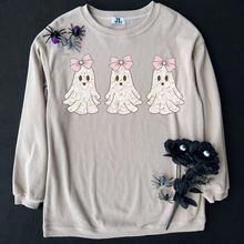 Load image into Gallery viewer, Beige Lace Ghost Corded Crew