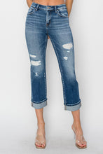 Load image into Gallery viewer, RISEN Full Size Cuffed Ankle Distressed Straight Jeans