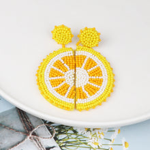 Load image into Gallery viewer, Alloy Beaded Orange Shape Earrings