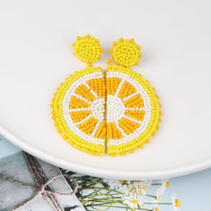 Alloy Beaded Orange Shape Earrings