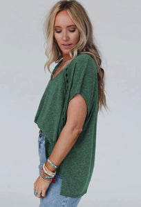 Lace V-Neck Top (2 Colors)