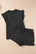 Load image into Gallery viewer, Slit Round Neck Top and Drawstring Shorts Set