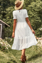 Load image into Gallery viewer, Swiss Dot Smocked Round Neck Short Sleeve Midi Dress