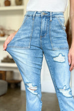 Load image into Gallery viewer, Judy Blue Distressed Straight Jeans with Patch Pockets