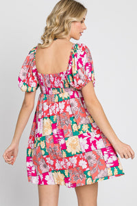 Floral Ruffle Sleeve Mini Dress