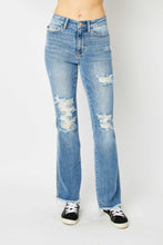 Load image into Gallery viewer, Judy Blue Distressed Raw Hem Bootcut Jeans