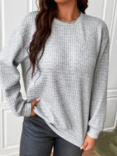 Load image into Gallery viewer, Texture Round Neck Long Sleeve Sweatshirt