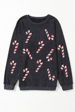 Load image into Gallery viewer, Sequin Candy Cane Sweatshirt