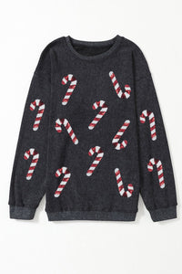 Sequin Candy Cane Sweatshirt