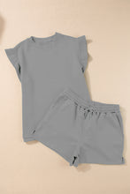 Load image into Gallery viewer, Slit Round Neck Top and Drawstring Shorts Set