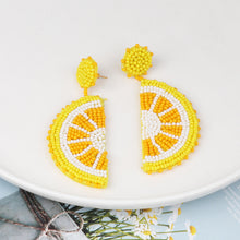 Load image into Gallery viewer, Alloy Beaded Orange Shape Earrings