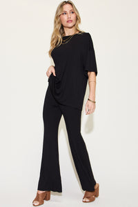 Bamboo T-Shirt and Flare Pants Set (4 Colors)