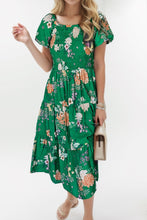 Load image into Gallery viewer, Smocked Printed Puff Sleeve Midi Dress