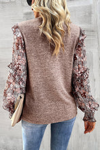 Load image into Gallery viewer, Heathered Floral Frill Lantern Sleeve Blouse