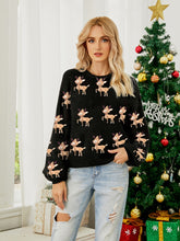 Load image into Gallery viewer, Reindeer Round Neck Long Sleeve Sweater