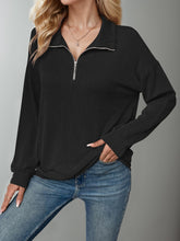 Load image into Gallery viewer, Double Take Striped Half Zip Long Sleeve T-Shirt