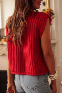 Red Boxy Sweater Vest