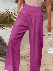 Smocked Waist Wide Leg Pants (7 Colors)