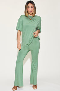 Bamboo T-Shirt and Flare Pants Set (4 Colors)