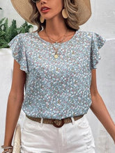 Load image into Gallery viewer, Ditsy Floral Round Neck Cap Sleeve Top