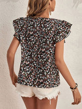 Load image into Gallery viewer, Ditsy Floral Round Neck Cap Sleeve Top