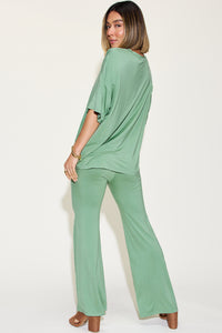 Bamboo T-Shirt and Flare Pants Set (4 Colors)