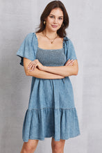 Load image into Gallery viewer, Smocked Denim Dress