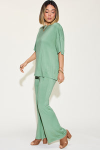 Bamboo T-Shirt and Flare Pants Set (4 Colors)