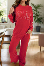 Load image into Gallery viewer, JOLLY Round Neck Long Sleeve Top and Pants Lounge Set