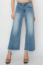 Load image into Gallery viewer, RISEN Raw Hem Cropped Wide Leg Jeans