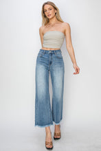 Load image into Gallery viewer, RISEN Raw Hem Cropped Wide Leg Jeans