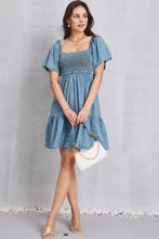 Load image into Gallery viewer, Smocked Denim Dress