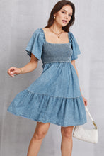 Load image into Gallery viewer, Smocked Denim Dress