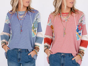 Boho Patchwork Long Sleeve Top (2 Colors)