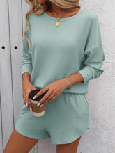 Load image into Gallery viewer, Double Take Round Neck Long Sleeve Top and Shorts Set