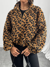 Load image into Gallery viewer, Leopard Zip Up Long Sleeve Jacket