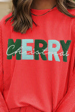 Load image into Gallery viewer, MERRY CHRISTMAS Round Neck Long Sleeve Top and Shorts Set