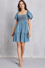 Load image into Gallery viewer, Smocked Denim Dress