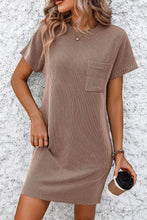 Load image into Gallery viewer, Ribbed Striped Short Sleeve Mini Tee Dress