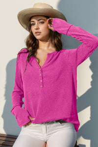 Thumbhole Long Sleeve Henley Top (8 Colors)