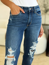 Load image into Gallery viewer, Judy Blue Mid Rise Distressed Raw Hem Jeans