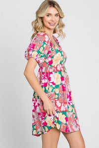 Floral Ruffle Sleeve Mini Dress