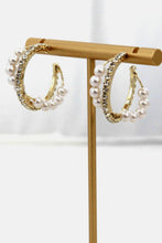 Load image into Gallery viewer, Alloy Pearl Hoop Earrings