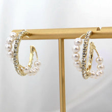 Load image into Gallery viewer, Alloy Pearl Hoop Earrings