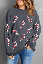 Load image into Gallery viewer, Sequin Candy Cane Sweatshirt